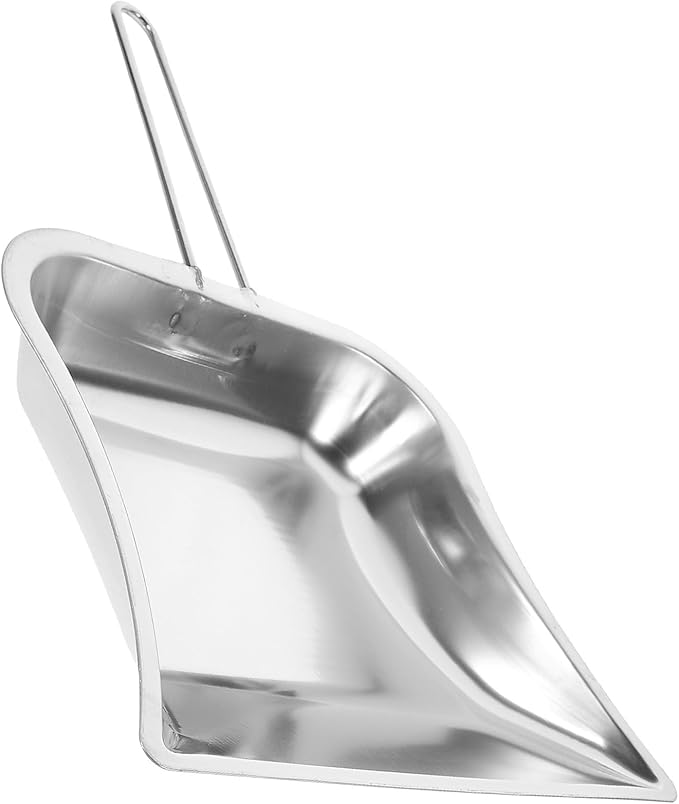 Artibetter Stainless Steel Handheld Dustpan 2pcs with Long Handles Portable Cleaning Shovel for Home Kitchen and Office Trash Collection