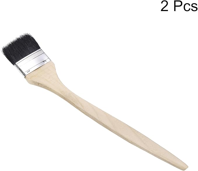 uxcell 2pcs Bent Radiator Paint Brush 2.5" Width Curved Wall Paint Soft Bristle Brushes with Long Wood Handle for Painting DIY Wall Treatment