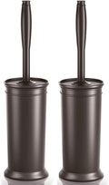 Toilet Brush and Holder 2 Pack, Toilet Bowl Brush with Extra Long Handle, Toilet Scrubber and Covered Holder, Toilet Brushes for Bathroom-Space Saving, Covered Brush, Durable, Deep Cleaning(Bronze)
