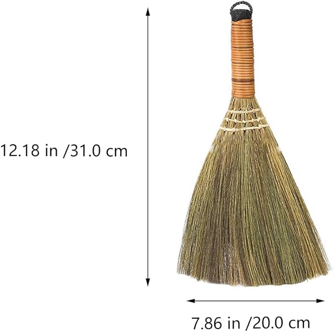Veemoon 4 Pcs 12 Inch Whisk Broom, Handheld Cleaning Broom Straw Corn Whisk Brush Small with Handle Dust Brush Rustic for Dirt and Debris Household