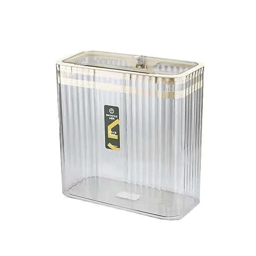 Bathroom Trash Can with Lid3.5 Gallon Garbage Can，for Bedroom, Office, Plastic Slim Waste Basket with Press Top Lid, 15l Clear Trash Bin for Home Slim Trash Bin Clear, Kitchen(Transparent)