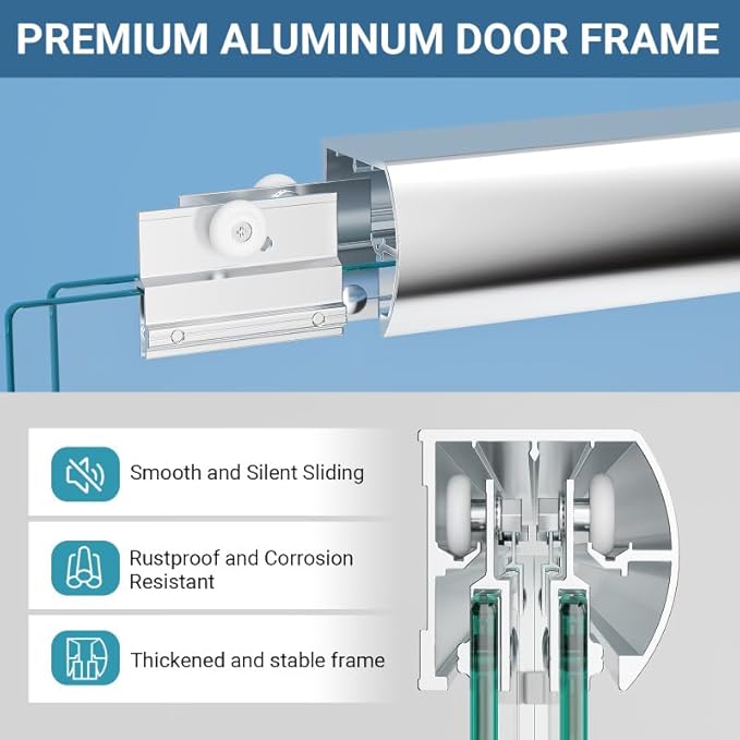 Glass Sliding Shower Door 56-60" W x 72" H, Semi Frameless Double Sliding Bathroom Shower Door, 1/4"(6mm) Clear Tempered Glass, Nano Easy Cleaning Coated, ANSI Cerified, Polished Chrome