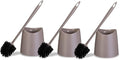 Toilet Brush Cleaner and Holder Taupe 3 Pack Toilet Bowl Cleaner Brush with Scrubbing Wand, Brush and Storage Caddy for Easy Bathroom Cleaning