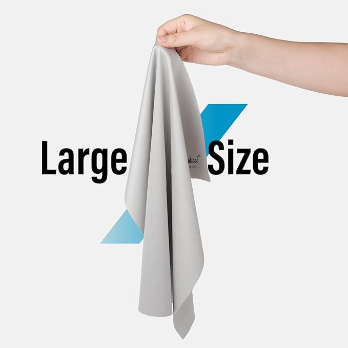 2 Park 16''x16'' Extra Large Oversized Microfiber Cleaning Cloth 40×40cm for Eyeglasses, Jewelry, Electronics Screens, Washable, Camera Lens (Gray 2 Piece)