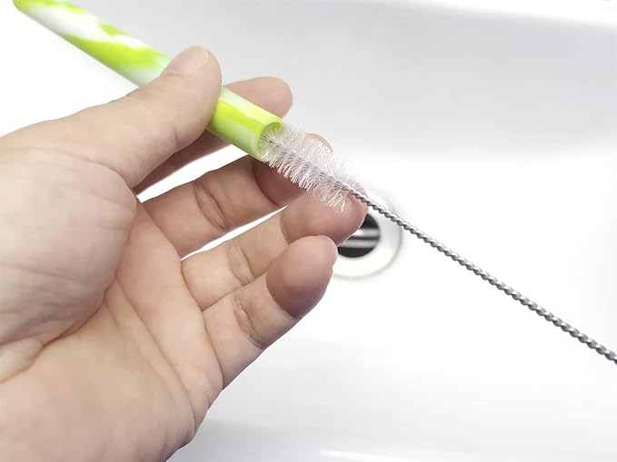 GFDesign Drinking Straw Cleaning Brushes Set 17" Extra Long 1/2" Extra Wide Pipe Tube Cleaner Nylon Bristles Stainless Steel Handle - 17" x 1/2" (12 mm) - Set of 8
