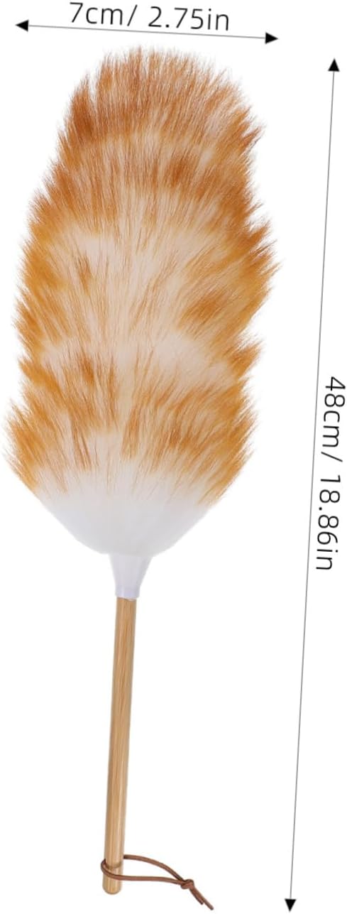 BESTonZON 1pc with Wooden Sweeper Washable Khaki and Fan Fans Bookshelves Natural Useful Home Duster High Lambswool Blinds Funiture Use Bed Household Car Dusters Wool Brush Interior Screens
