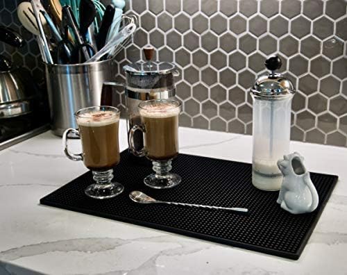 Highball & Chaser 2 Pack Bar Mat, Dish Drying mat, 18 in x 12in Thick Durable and Stylish Service Coffee Bar Mat/espresso mat for Spills, Bars, Restaurants, Coffee Counter Mat