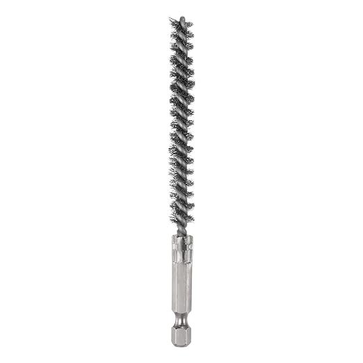 HARFINGTON Stainless Steel Bore Brush 8mm Dia Cleaning Wire Brush with Handle 1/4 Inch Hex Shank for Tubes, Ports, Bearings