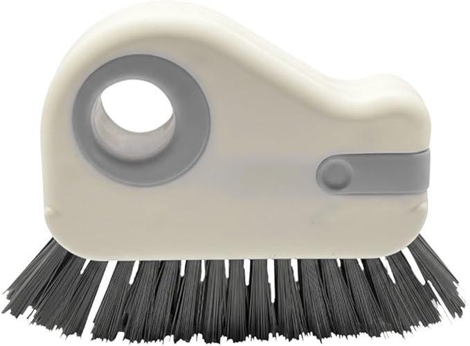 YoRise 2 in 1 Car Groove Cleaning Brush, Multifunctional Hard Bristle Car Window Track Cleaner Tool with Hidden Scraper, Universal Auto Door Crevice Cleaning Accessories for Window Sill(Gray-1PCS)