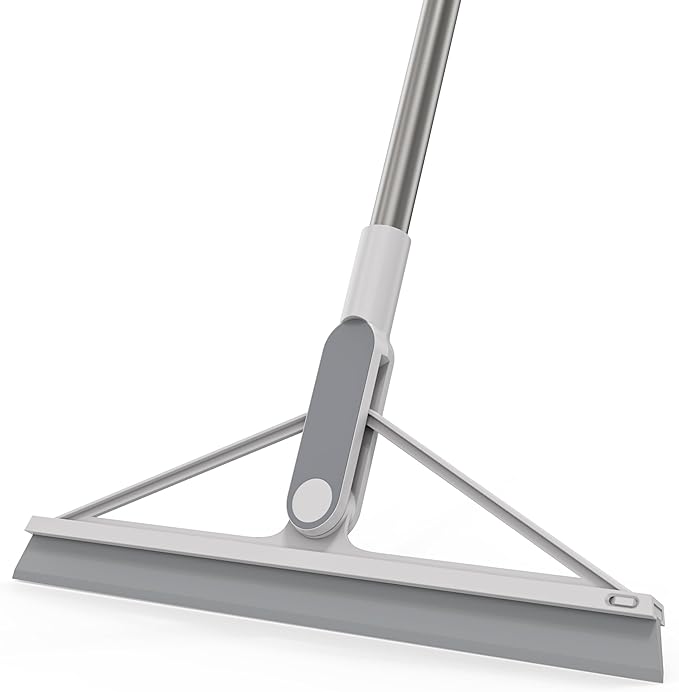 KOLLIEE Floor Squeegee Broom Rubber Window Squeegee for Floor 61" Long Handle Adjustable Floor Wiper for Concrete Tile Shower Bathroom Water