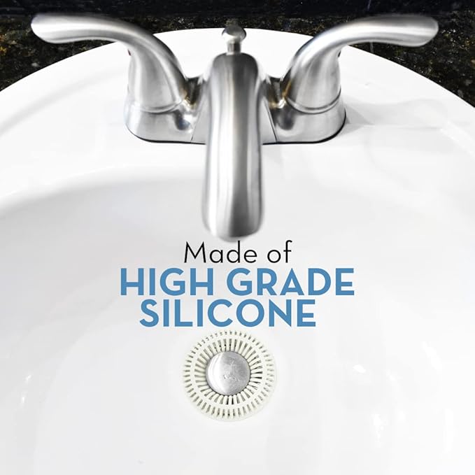 Bathroom Sink Hair Catcher for Pop-Up Drain – SinkRing 1.57" Precision Strainer for Bathroom Sink Drains | Clog-Free Hair Trap for Contacts, Earrings, Jewelry | No Suction or Screws – White
