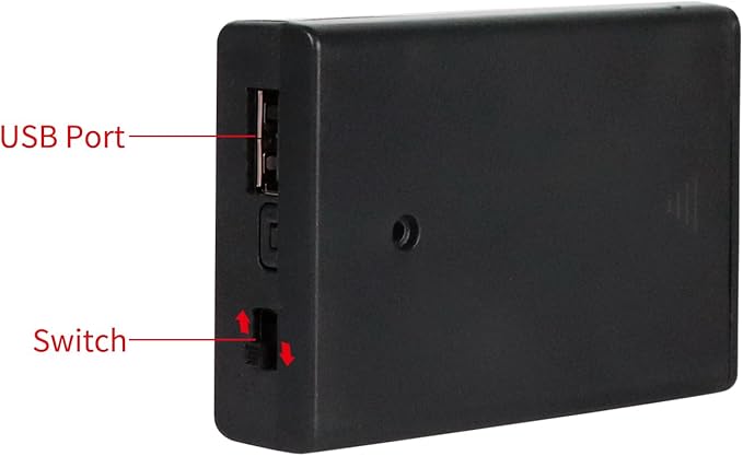 3 AA Battery Holder, 3 Pack Portable USB Battery Pack，4.5-5V USB Battery Pack for Led Lights AA Battery Case Box Holder with On/Off Switch (Internal USB)