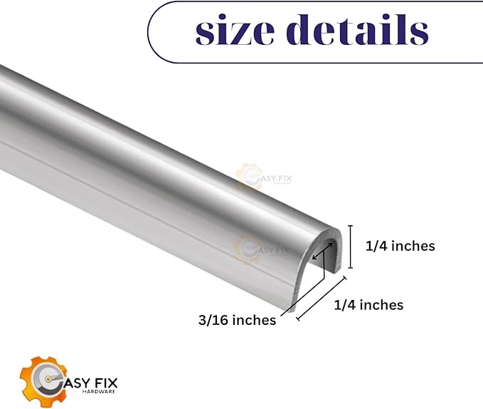 Snap On Repair Track Cover 1/4" for Sliding Patio Glass Doors | Sliding Door Repair Replacement Hardware Repair Stainless Steel | Fix Sliding Glass Door (2 Feet)