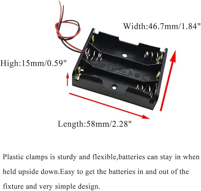 HAHIYO 4.5V AA Battery Holder Bundle Series with Wire Sturdy Clapm Flexible Springs Contact Build-in Harnesses Batteries Black Case Easy Install 6 Pieces for Wall Clocks Ham Radio Kids Toys