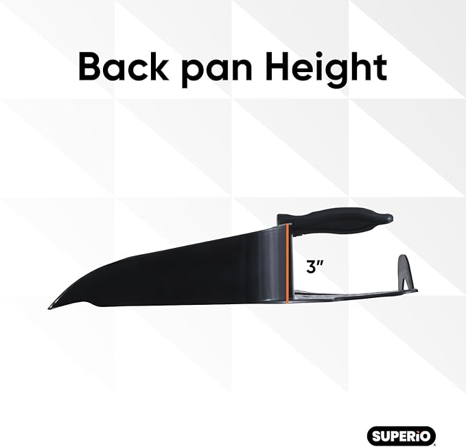 Superio Heavy Duty Plastic Step-on Dustpan with Comfort Grip Handle Black, Durable, Lightweight Multi Surface Dust Pan Easy Broom Sweeping, 10-inch Wide, 3-Pack