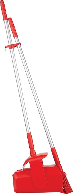 Remco - A Vikan Company 62504 Lobby Dustpan with Broom, Polypropylene/Polyester/Aluminum, 7" X 14" Bin, 37" Handle, Red