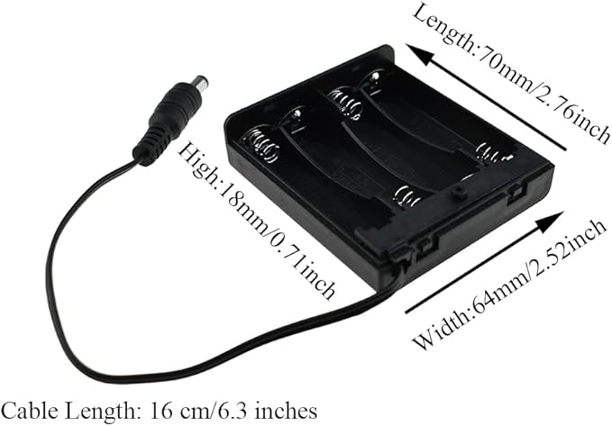 HAHIYO 6V 4x1.5V AA Battery Holder with DC Plug Portable Supply Quick Swap Securely Lids On/Off Switch Plastic Batteries Storage Box Case 2 Pieces for Wireless Cameras Halloween LED Light Strips