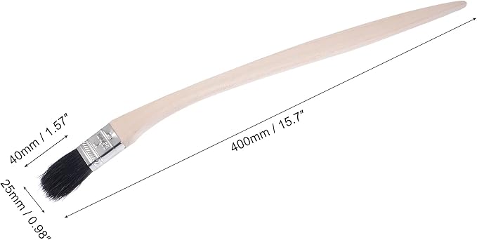 uxcell Bent Radiator Paint Brush 16" Length 1" Width Bristle with Long Wood Handle for Wall Treatment Black