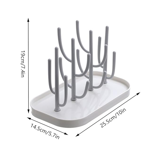 Baby Bottle Drying Rack with Tray, Creative Tree Branch Baby Bottle Dryer Holder for Bottles, Teats, Cups, Pump Parts and Accessories (1 Pc, Beige)