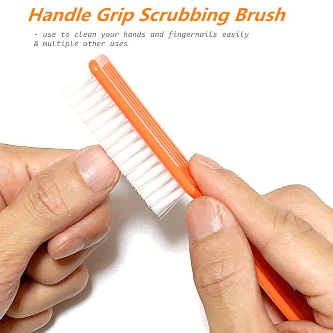 6Pcs Nail Brush for Cleaning Fingernails, Handle Grip Cleaning Brush for Nail and Toenail, Nail Dust Brush Manicure Pedicure Tools Scrubbing Brush Women Men Home Salon(Orange)