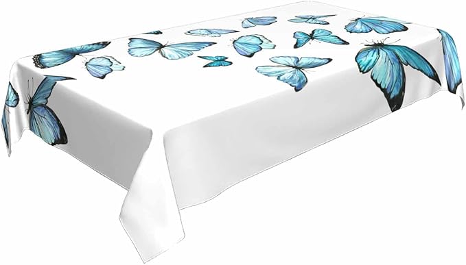 Blue Butterflies Tablecloths for Rectangle Tables Watercolor Art Moth Wings 52x70 Table Cloth for Wedding Party Banquet,Dining Kitchen Table Cover