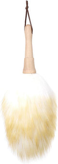 Wool Duster, Long Handle Duster, Wool Lambswool Cleaning Brush Duster, Wool Feather Duster with Solid Wooden Handle for Universal Instrument (Short Handle)