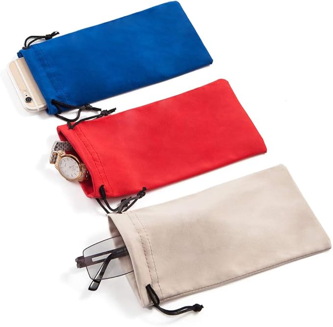 TRIUMPH VISION Soft Eyeglass Pouch 3 Pack - Pouch for glasses Microfiber Screen Cleaning Bag