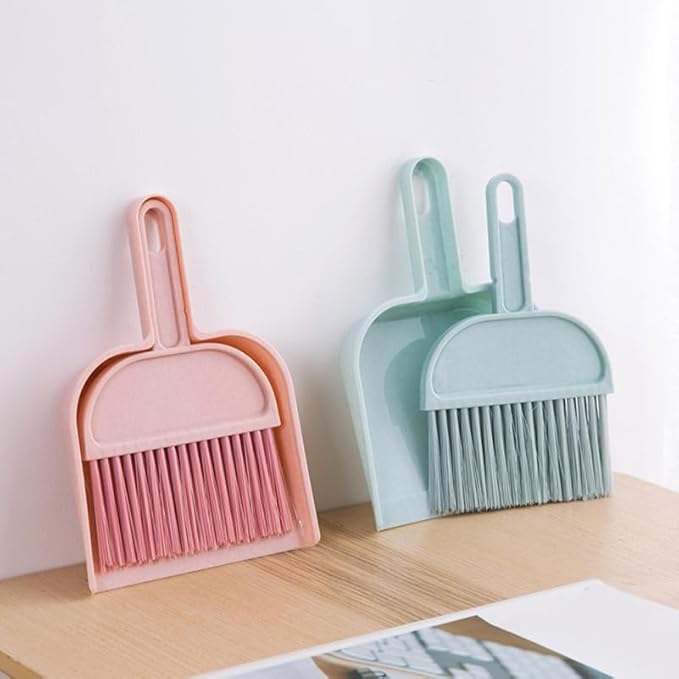 Cabilock Mini Desktop Broom and Dustpan Set for Kids Small Handheld Sweeper with Ergonomic Handle Portable Cleaning Tool for Desks Tables Pet Areas 7.87X5.70X1.18In