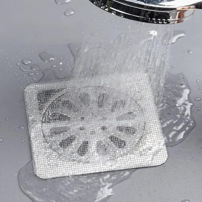 Disposable Shower Drain Cover Hair Catcher Shower Drain Mesh Stickers, Bathroom, Laundry, Bathtub, Kitchen, Sink, for Human and pet Hair (10 PCS)