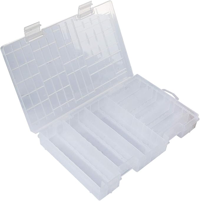 YXQ AA AAA Battery Storage Box Organizer Holder Clear Plastic Case Container Portable-Holds 60xAA + 40AAA Batteries