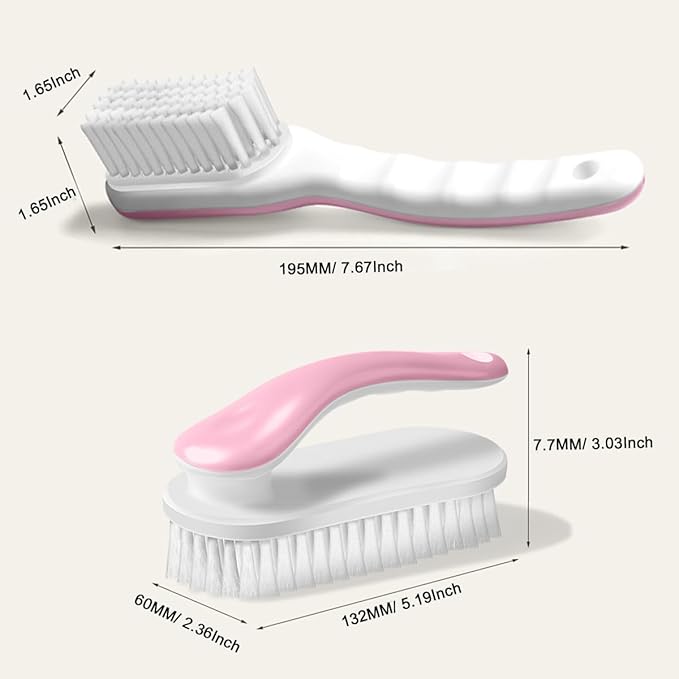 2Pack Shoe Cleaning Brush Household Laundry Clothes Scrubbing for Stains Bathroom Ergonomics Grip Easy Hold (2, Green)