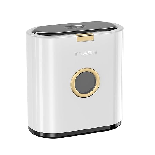 Bathroom Small Trash can with lid, 3.4 gallon/13 Liter Ultra-Thin Plastic Trash can, Press flip lid Sealed, Suitable for Kitchen, Bedroom, Office, Laundry Room, Toilet, RV (White)