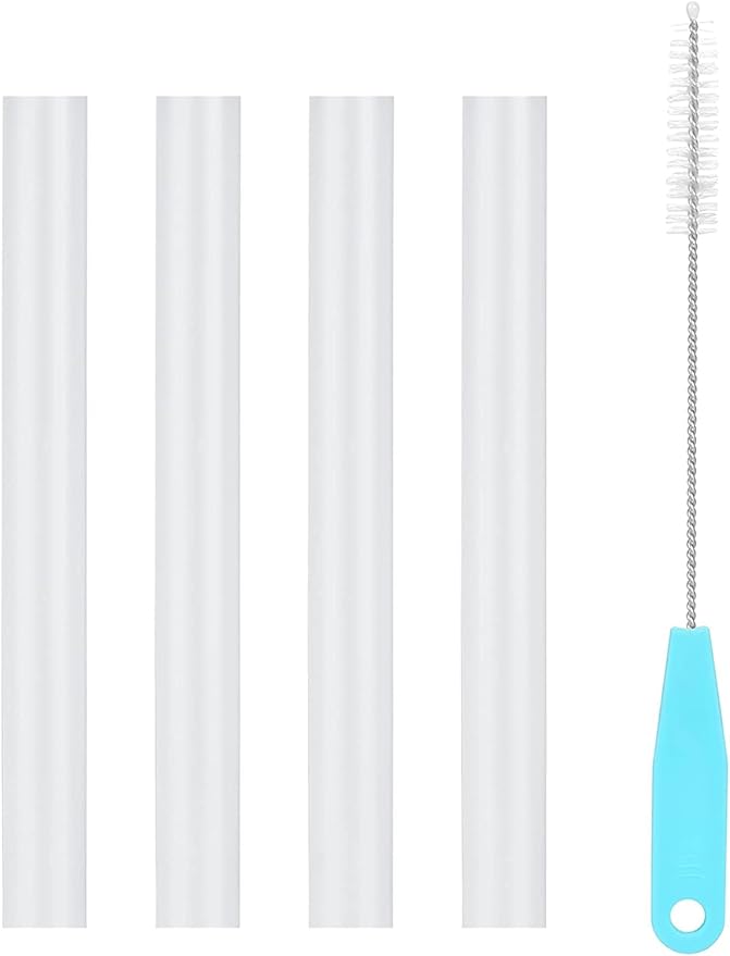 CampTek Replacement Straws Compatible with CamelBak eddy+12 oz Kids Insulated Stainless Steel Water Bottle, 4 BPA-FREE Straws and 1 Straw Cleaning Brush(12OZ)