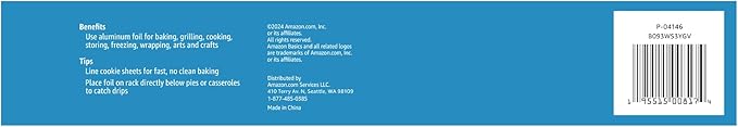 Amazon Basics Aluminum Foil,250 Sq Ft (Previously Solimo),(Pack of 12)