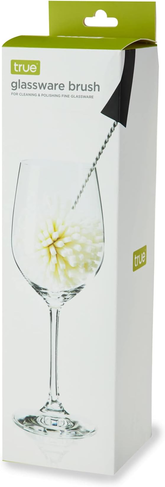 True Non-Scratch Foam Cleaning Brush with Ergonomic Handle for Wine Glasses, Beer Glass, Champagne Flutes, Decanter, Carafes, Glassware, Barware, Home Bar, Set of 1
