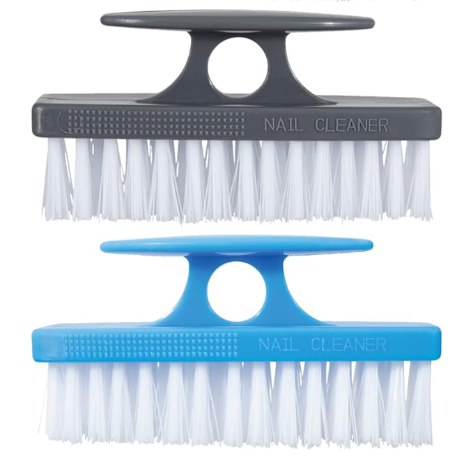 Superio Nail Brush for Cleaning Fingernails, Nail Scrubber Brush, Toe Foot Hands Fingernail Brush Cleaner- Small Scrub Brush- All-Purpose Stiff Cleaning Brush for Home, Kitchen, Work, (2, Blue/Black)