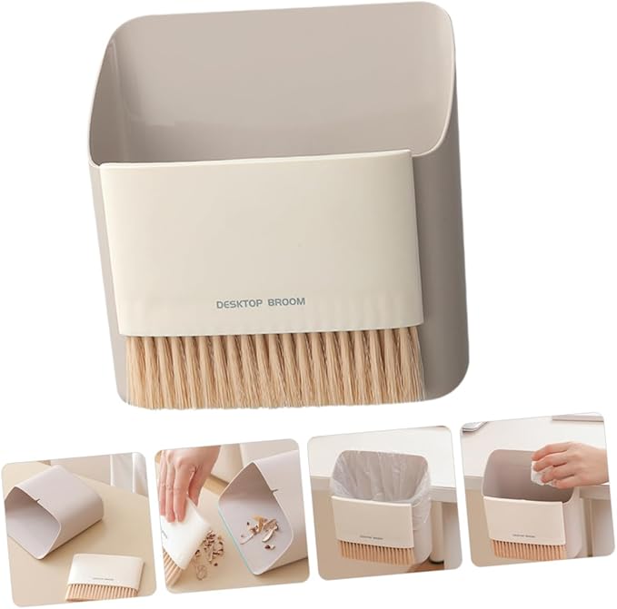 1 Set Mini Broom Dustpan Set Sweeper Mops Duster Desktop Small Portable Brooms Dust Pan Broom Bathroom Cleaning Gray Foldable Hand Tiny Indoor Little Desk Cleaner Brush Pp