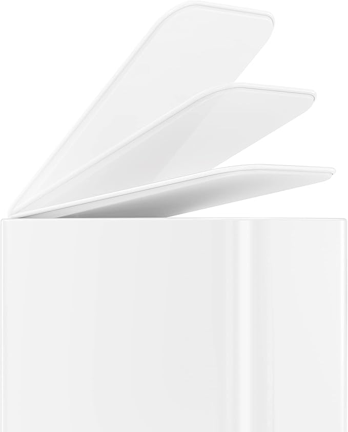 simplehuman Small Bathroom Trash Can with Lid, Stainless Steel Waste Basket, 5 Liter / 1.3 Gallon, White