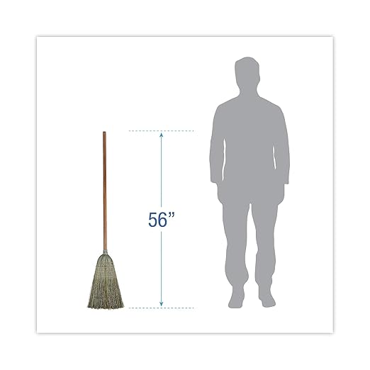 Boardwalk 932YCT Warehouse Broom Corn Fiber Bristles 42-Inch Wood Handle Natural 12/Carton