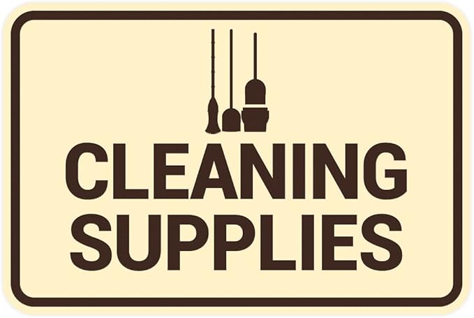 Signs ByLITA Classic Framed Cleaning Supplies Sign (Ivory/Dark Brown) - Small