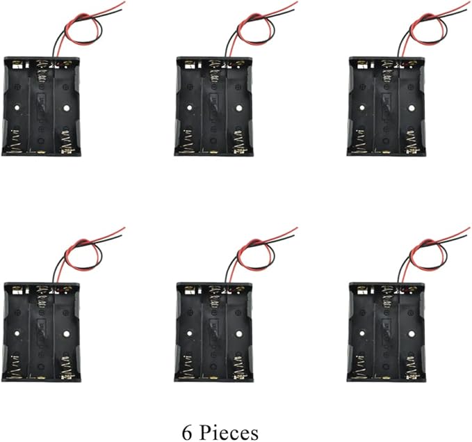 HAHIYO 4.5V AA Battery Holder Bundle Series with Wire Sturdy Clapm Flexible Springs Contact Build-in Harnesses Batteries Black Case Easy Install 6 Pieces for Wall Clocks Ham Radio Kids Toys