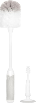 Ubbi Deluxe Baby Bottle Cleaning Set Includes a Nipple Brush with Suction Cup, Gray