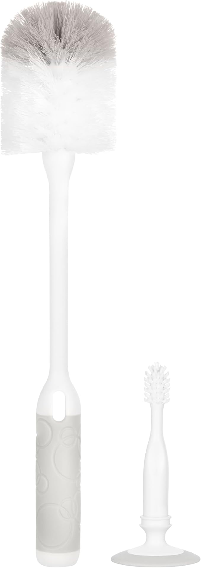 Ubbi Deluxe Baby Bottle Cleaning Set Includes a Nipple Brush with Suction Cup, Gray