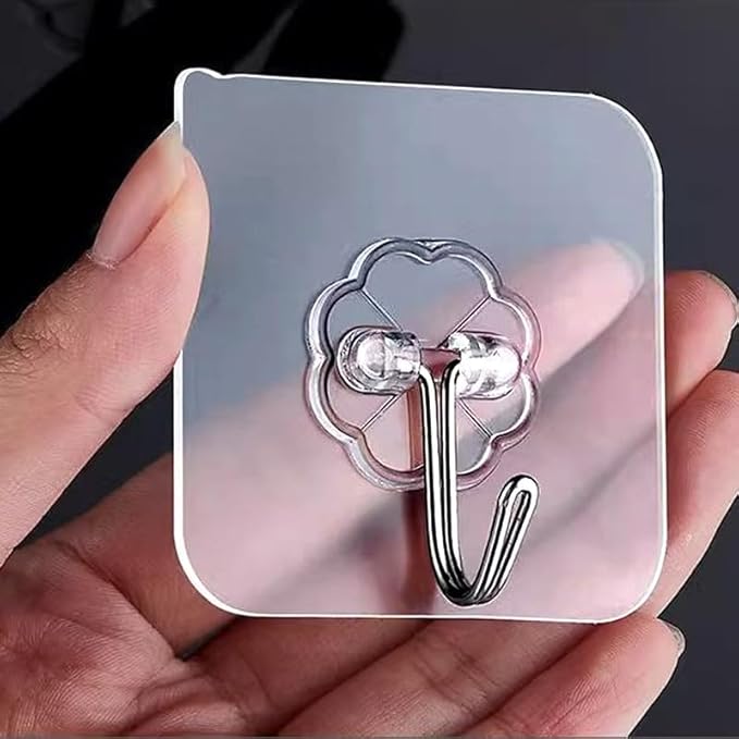 Adhesive Wall Hook, Set Heavy-Duty Thickened self-Adhesive Hook，16Pcs，33lb max Loading，Transparent, Waterproof, Bathroom, Outdoor, Kitchen, Doors, Practical Tools.