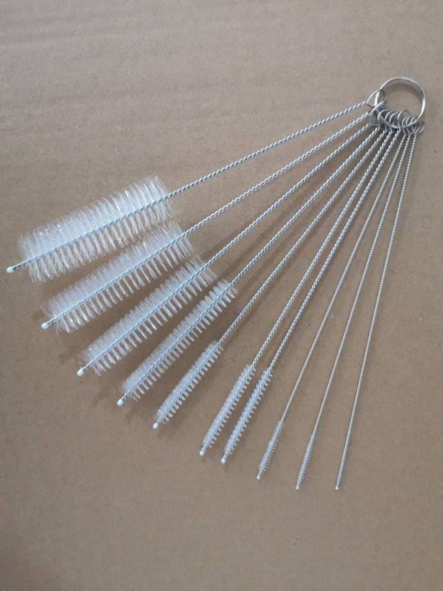 10 Pcs Nylon Straw Cleaning Brush Set – Bottle Pipe Cleaner Brushes for Straws, Kettles, Tubes & Spouts – Flexible Stainless Steel Wire with High-Density Nylon Bristles – Multi-Size Pipe Cleaner Set