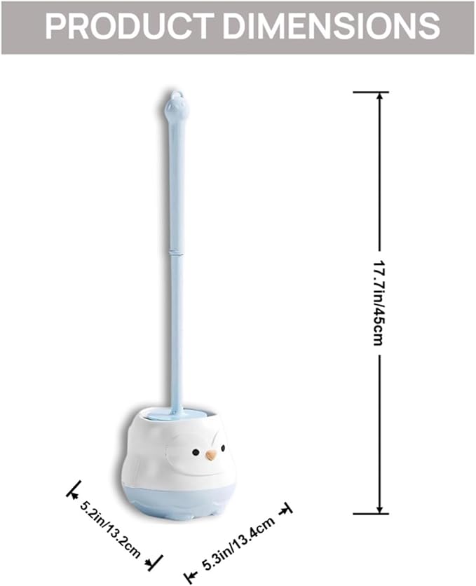 Penguin Toilet Brush and Holder Set - Cute Cartoon Long Handle Bathroom Cleaning Brush for Effective Home Use(White)