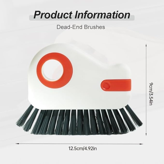 2 in 1 Groove Cleaning Brush Window Track Cleaning Tools, 2025 Upgrade Multifunction Hard Bristle Crevice Cleaner Brush with Hidden Scraper for Sliding Door Track, Window Sill (Orange 2PCS)