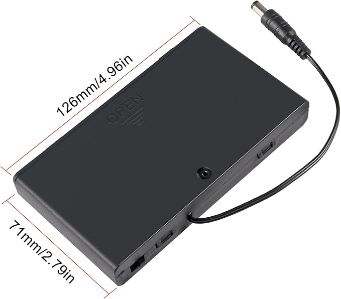 2Pcs 8 Slots AA Battery Holder Case Box 8 x 12V Battery Storage Box Battery Container Case with DC 5.5x2.1mm Male Connector and Cover ON/Off Switch
