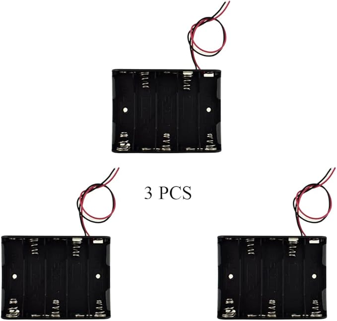 HAHIYO 7.5V 5AA Battery Holder Bundle Series with Wire Sturdy Clapm Flexible Springs Contact Build-in Harnesses Batteries Black Case Easy Install 3 Pieces for Wall Clocks Ham Radio Kids Toys