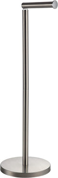 BGL Toilet Paper Holder Standing On Floor, Brushed Nickel, Tissue Holder On Floor with Reserve Storage Paper Rolls, Free-Standing Roll Paper Holder